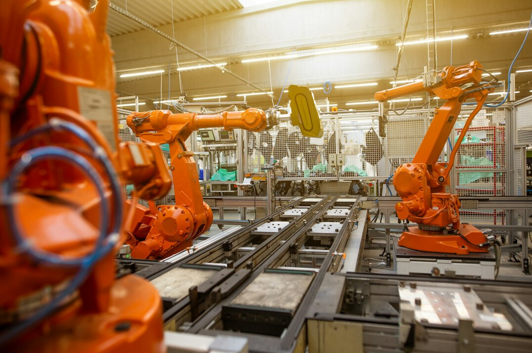 factory production line with sensors