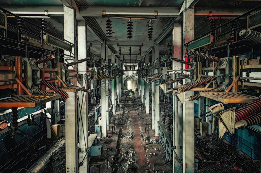 factory floor with data screens