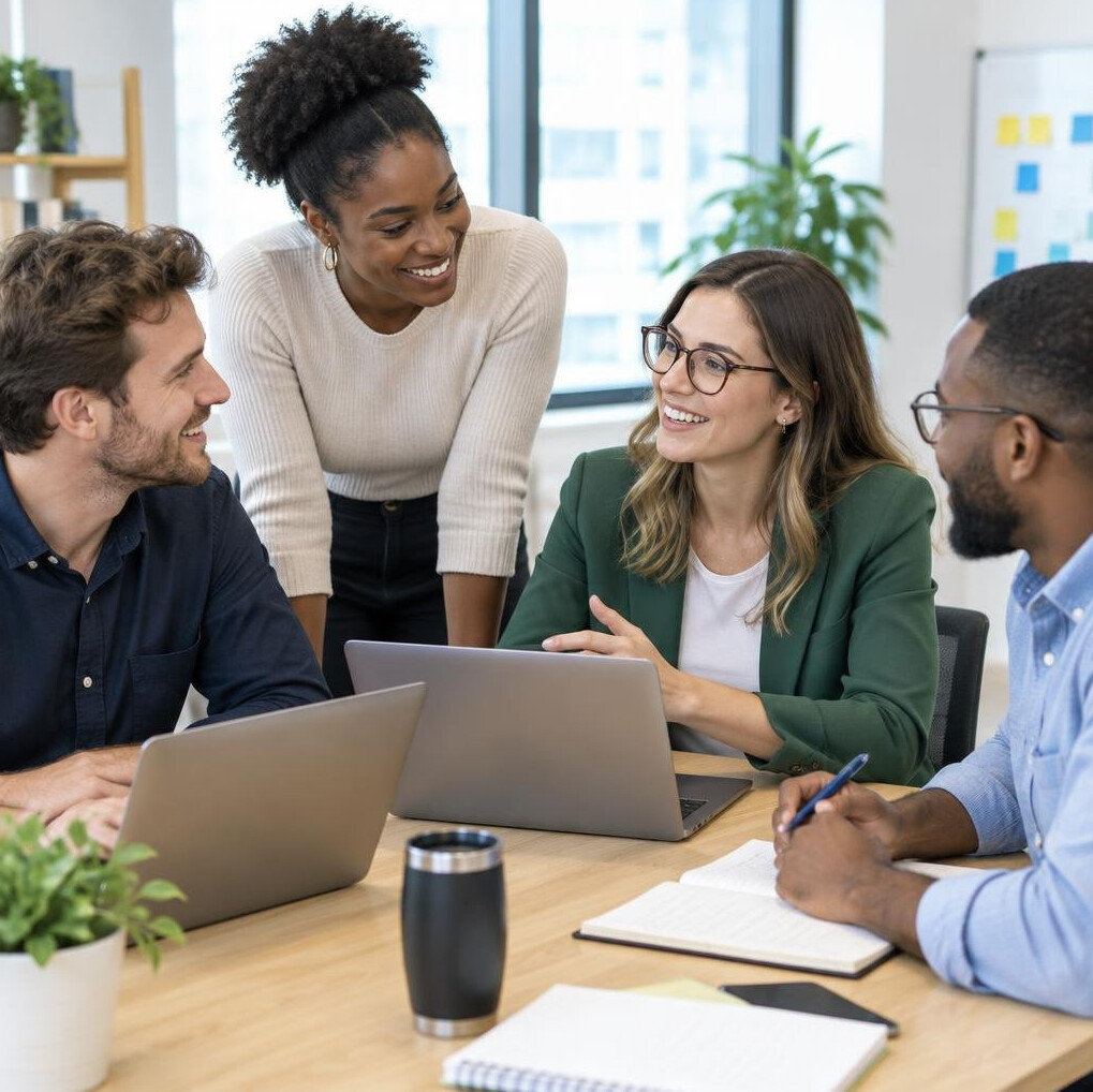 Group of colleagues working together at a table