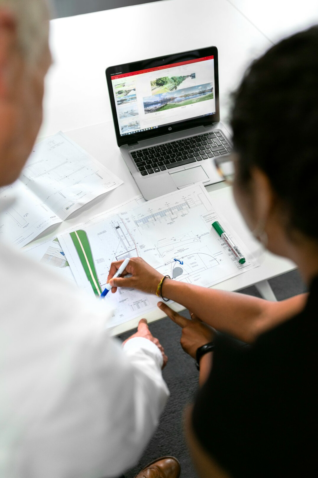 team analyzing data in office