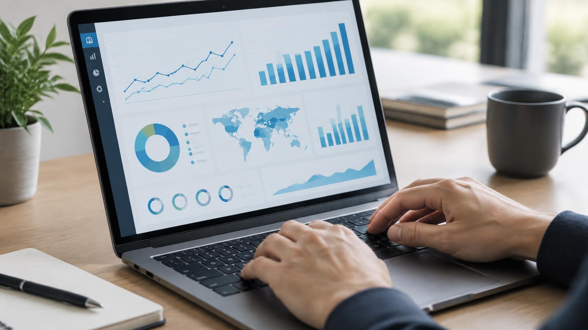 Laptop screen showing analytics charts