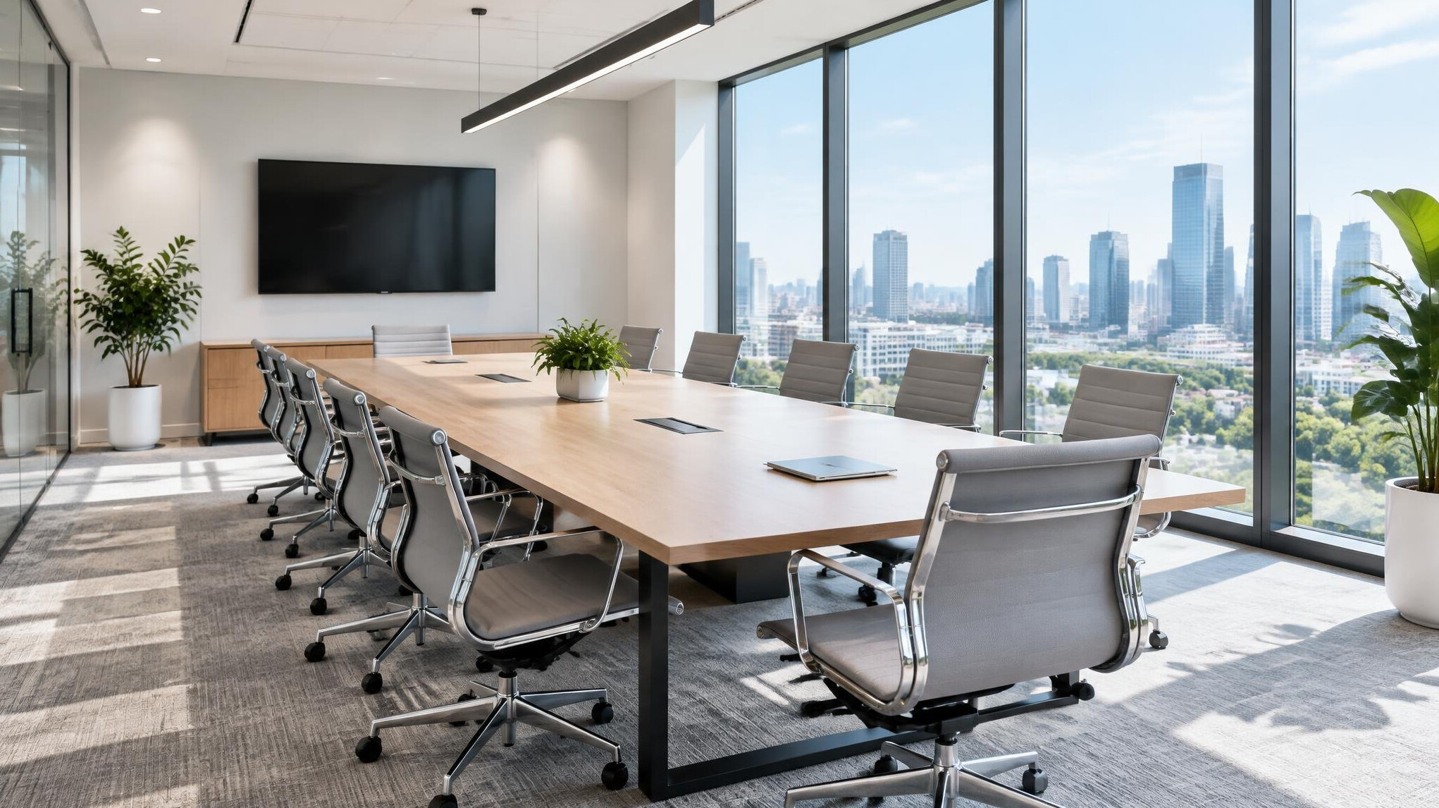 Bright modern office meeting room