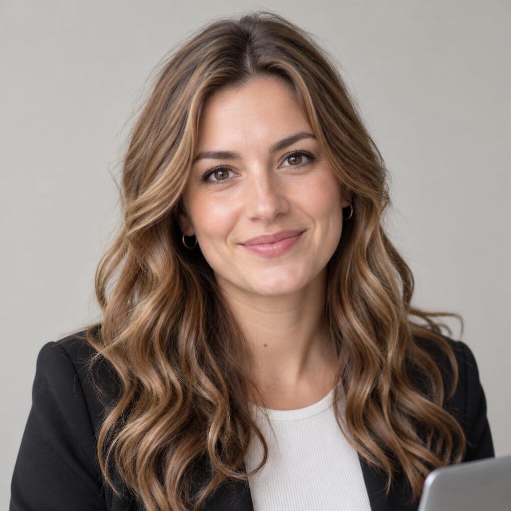 Portrait of a woman with wavy hair smiling